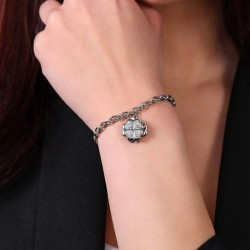 Bracciale Donna Luca Barra BK2669 In Acciaio Con Pendente Quadrifoglio Girevole