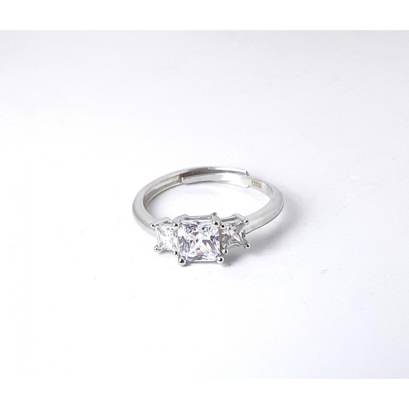 Anello Donna Gioja Argento CAN65 T Tipo Trilogy Con Zirconi Quadrati