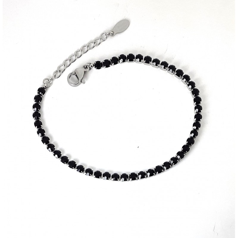 Bracciale Tennis Unisex Ananda Steel And Co AXBR17 TN In Acciaio Con Zirconi Neri