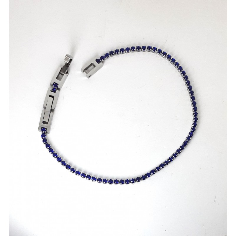 Bracciale Tennis Uomo Ananda Steel And Co AXBR22 TB In Acciaio Con Zirconi Blu