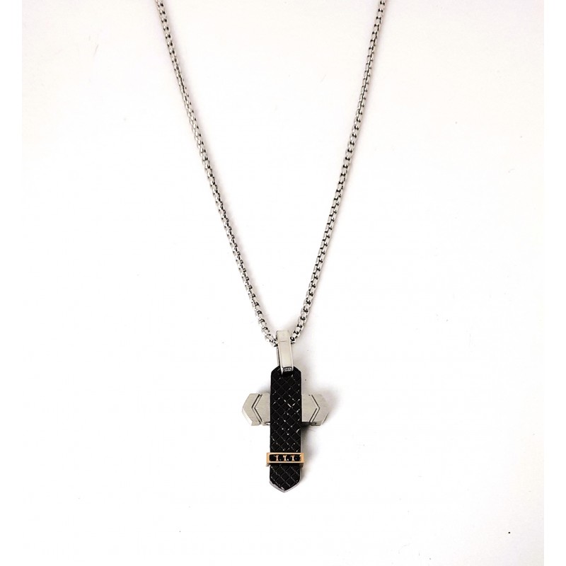Collana Uomo Ananda Steel And Co AXCD13 In Acciaio Con Pendente Croce