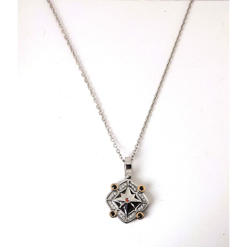Collana Uomo Ananda Steel And Co AXBR03 RV In Acciaio Con Pendente Rosa Dei Venti