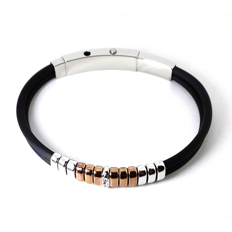 Bracciale Uomo Passavinti BR3012 In Caucciù Con Chiusura Ed Elementi In Acciaio
