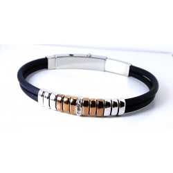 Bracciale Uomo Passavinti BR3012 In Caucciù Con Chiusura Ed Elementi In Acciaio