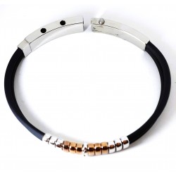 Bracciale Uomo Passavinti BR3012 In Caucciù Con Chiusura Ed Elementi In Acciaio