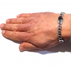 Bracciale Uomo Mooby TB286 In Acciaio A Catena Con Inserto Con Zircone