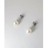 Orecchini Donna Kioto OR7-7,5/9KT In Oro Bianco 9 Carati E Perle Bianche