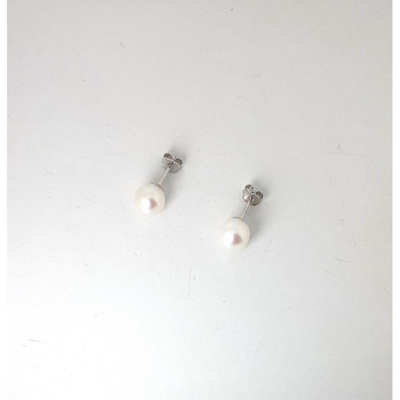 Orecchini Donna Kioto OR6,5-7/9KT In Oro Bianco 9 Carati Con Perle Bianche