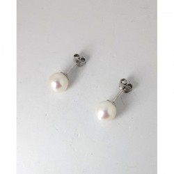 Orecchini Donna Kioto OR6,5-7/9KT In Oro Bianco 9 Carati Con Perle Bianche