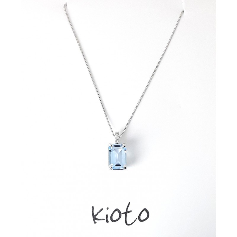 Collana Donna Kioto CIO9KT-3P/2Q In Oro Bianco 9 Carati Con Topazio E Diamanti