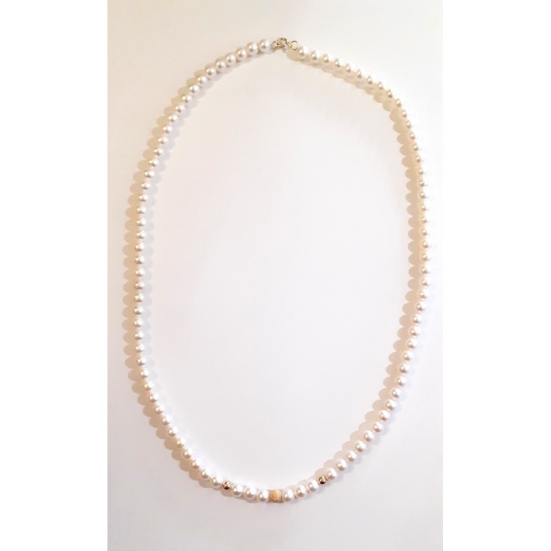 Collana Donna Kioto COLLS-3OG/9KT In Perle Con Chiusura E Sfere In Oro Giallo 9 Carati