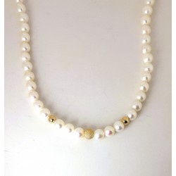Collana Donna Kioto COLLS-3OG/9KT In Perle Con Chiusura E Sfere In Oro Giallo 9 Carati