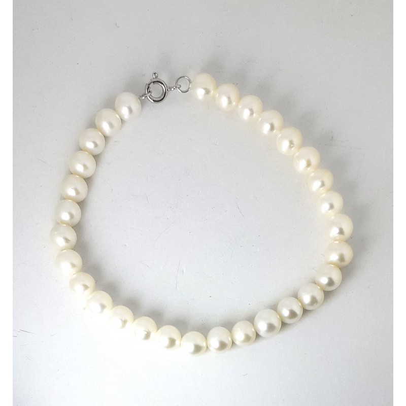 Bracciale Donna Kioto BR6-6,5/9KT In Perle Con Chiusura Oro Bianco 9 Carati