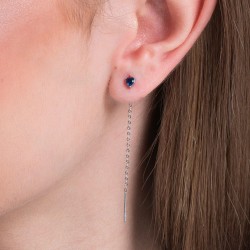 Mono Orecchino Donna Luca Barra OK1516 Pendente Con Cristallo Blu A Cuore
