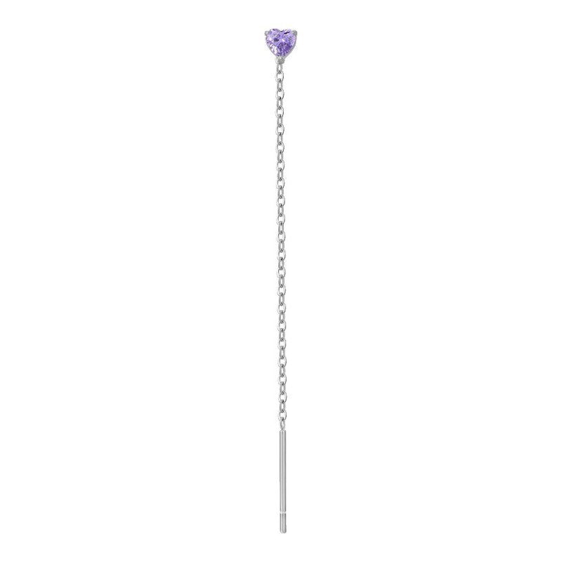 Mono Orecchino Donna Luca Barra OK1514 Pendente Con Cristallo Viola A Cuore