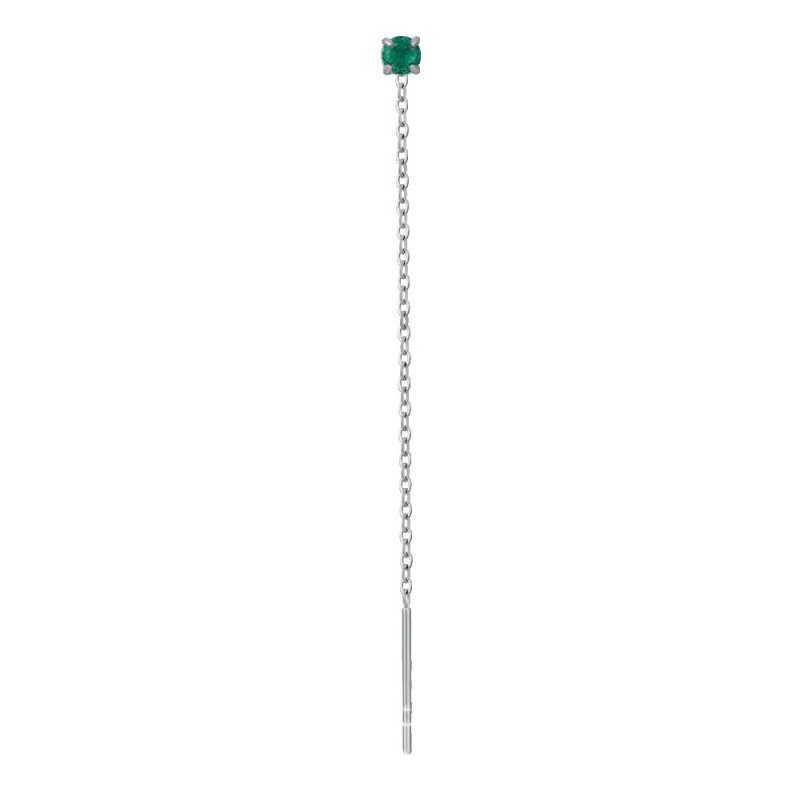 Mono Orecchino Donna Luca Barra OK1508 Pendente In Acciaio Con Cristallo Verde