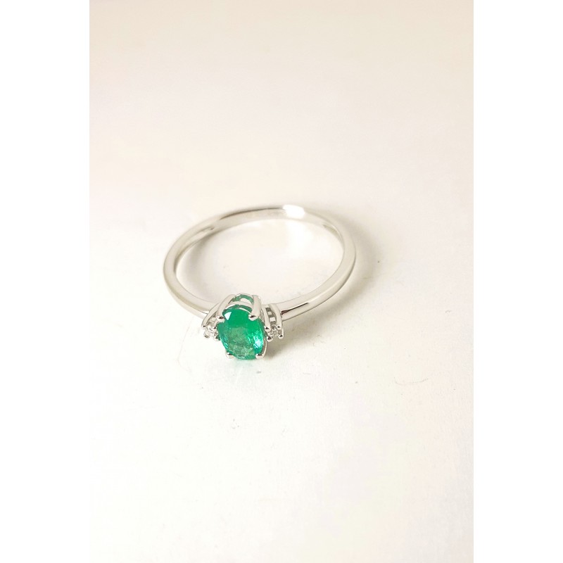 Anello Donna MIKIKO MA5072O4SMN035 In Oro Bianco Con Smeraldo E Diamanti