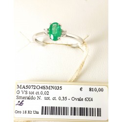 Anello Donna MIKIKO MA5072O4SMN035 In Oro Bianco Con Smeraldo E Diamanti