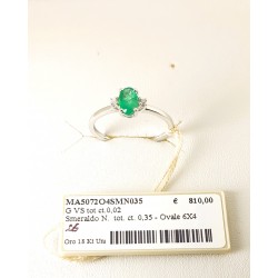 Anello Donna MIKIKO MA5072O4SMN035 In Oro Bianco Con Smeraldo E Diamanti