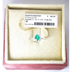Anello Donna MIKIKO MA5072O4SMN035 In Oro Bianco Con Smeraldo E Diamanti