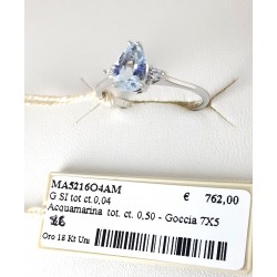 Anello Donna MIKIKO MA5216O4AM In Oro Bianco Con Acquamarina A Goccia E Diamanti
