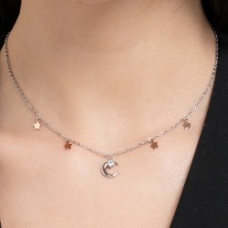 Collana Donna Luca Barra CK2167 In Acciaio Con Luna E Stelle
