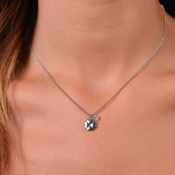 Collana Donna Luca Barra CK2056 In Acciaio Con Quadrifoglio E Cristallo