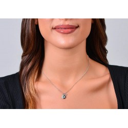 Collana Donna Luca Barra CK2056 In Acciaio Con Quadrifoglio E Cristallo