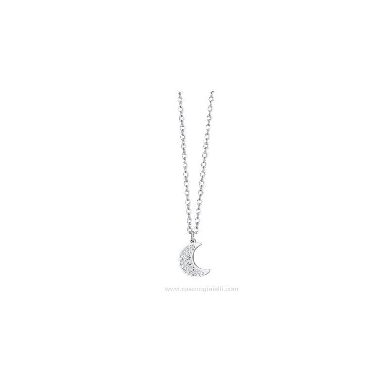 Collana Donna Luca Barra CK2050 In Acciaio Con Luna E Strass