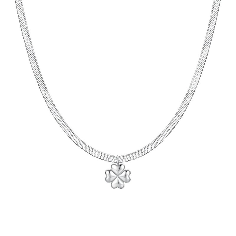 Collana Donna Luca Barra CK2260 In Acciaio Con Quadrifoglio