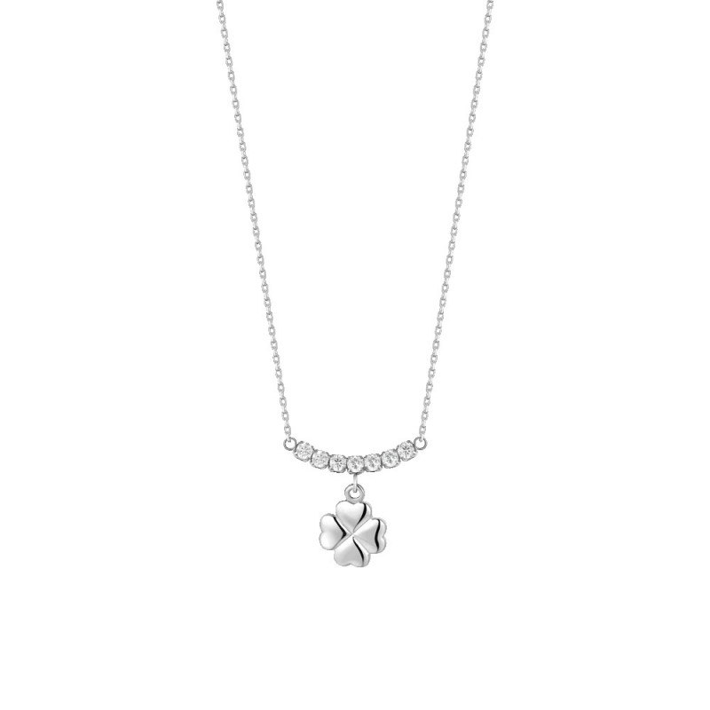 Collana Donna Luca Barra CK2213 In Acciaio Con Quadrifoglio E Zirconi