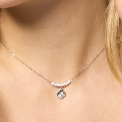 Collana Donna Luca Barra CK2213 In Acciaio Con Quadrifoglio E Zirconi