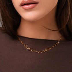 Collana Donna Luca Barra CK2240 In Acciaio Dorato Maglie A Cuore