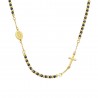 Collana Unisex Luca Barra CL364 Del Rosario In Acciaio Dorato Con Sfere Nere