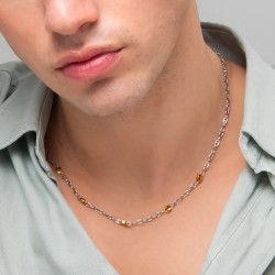 Collana Uomo Luca Barra CL373 In Acciaio Con Elementi Dorati