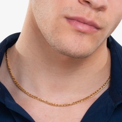 Collana Uomo Luca Barra CL354 In Acciaio Dorato Maglia 3 + 1