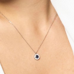 Collana Donna Luca Barra CK2228 In Acciaio Con Zircone Blu