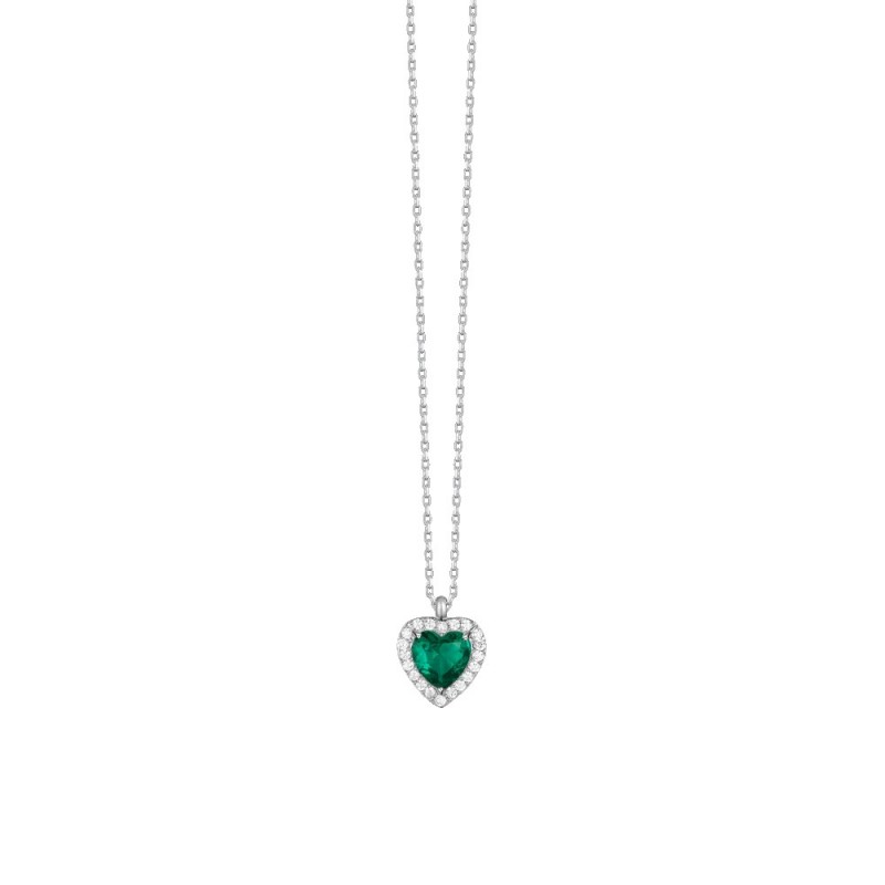 Collana Donna Luca Barra CK2224 In Acciaio Con Zircone Verde A Cuore