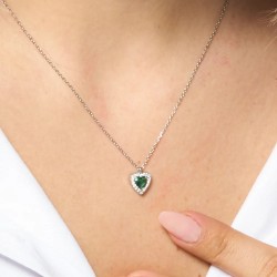 Collana Donna Luca Barra CK2224 In Acciaio Con Zircone Verde A Cuore