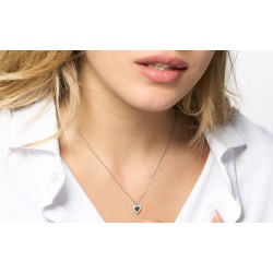 Collana Donna Luca Barra CK2224 In Acciaio Con Zircone Verde A Cuore