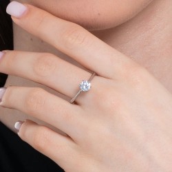 Anello Donna Luca Barra ANK586 Solitario In Acciaio Con Zircone Misura 18