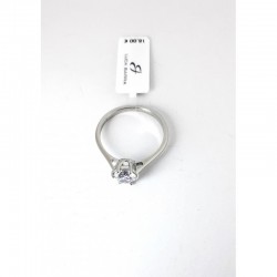 Anello Donna Luca Barra ANK586 Solitario In Acciaio Con Zircone Misura 18