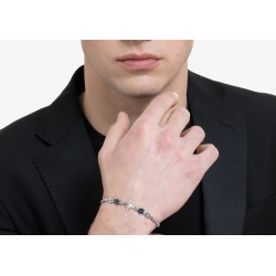 Bracciale Uomo Luca Barra BA1874 In Acciaio Con Rosa Dei Venti E Elementi Blu