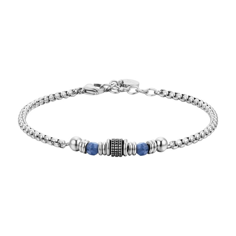 Bracciale Uomo Luca Barra BA1704 In Acciaio Con Pietre Blu