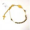 Bracciale Uomo Del Rosario Luca Barra BA1893 In Acciaio Dorato Con Pietre Nere