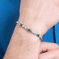 Bracciale Uomo Luca Barra BA1867 In Acciaio Con Pietre Verdi