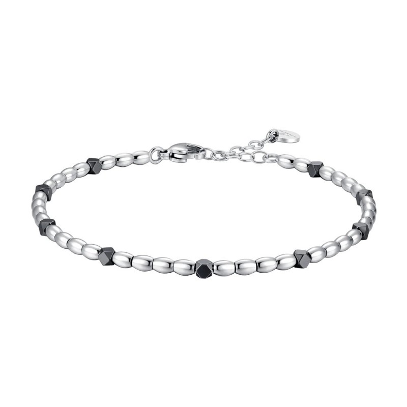 Bracciale Uomo Luca Barra BA1934 In Acciaio Con Elementi In Ematite Nera