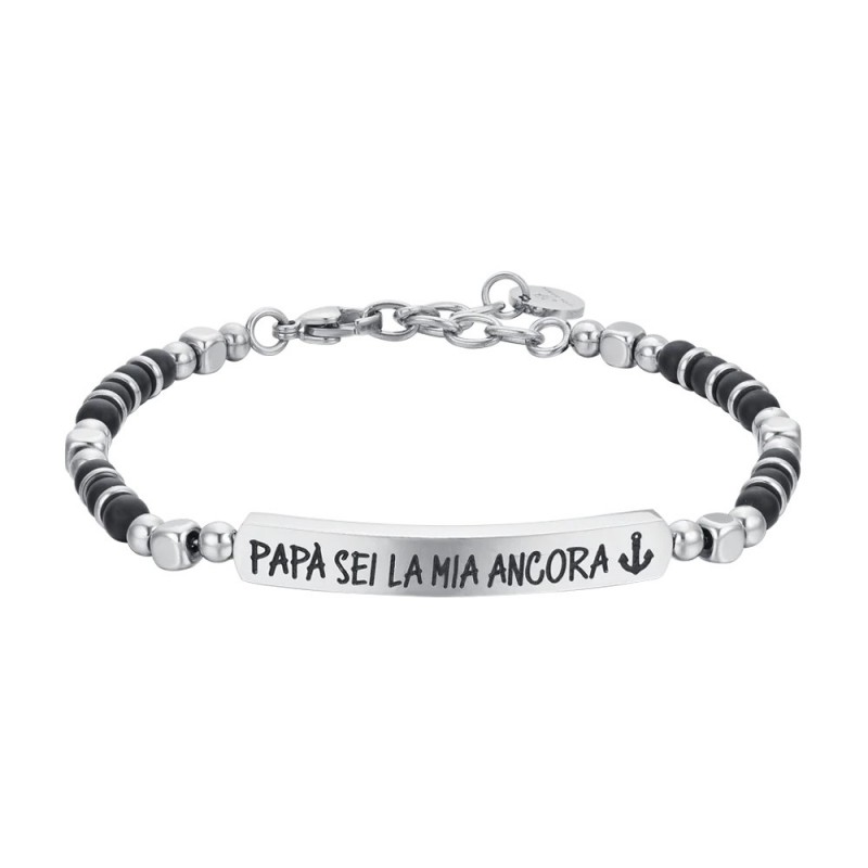 Bracciale Uomo Luca Barra BA1718 In Acciaio Con Scritta "Papà Sei La Mia Ancora"