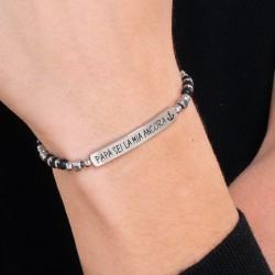 Bracciale Uomo Luca Barra BA1718 In Acciaio Con Scritta "Papà Sei La Mia Ancora"