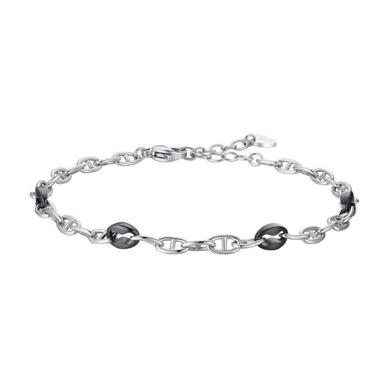 Bracciale Uomo Luca Barra BA1939 In Acciaio Con Elementi Neri